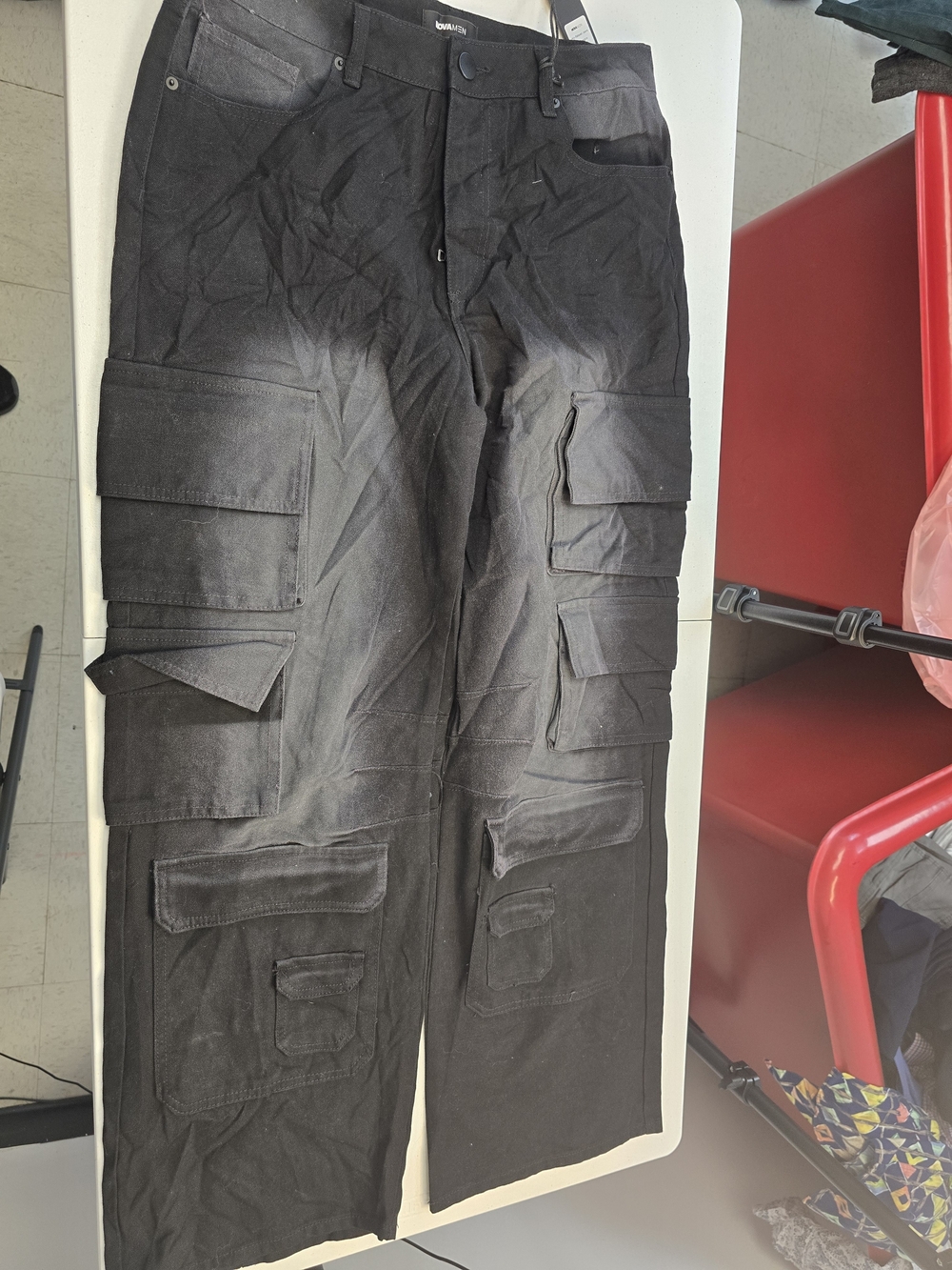 Fashion Nova Black Men's Multi-Pocket Cargo Jeans Pants